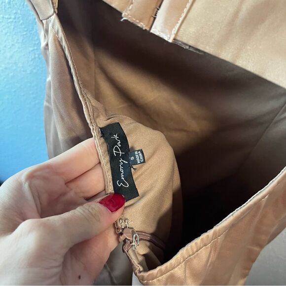 Emory Park Taupe Silky Mini Dress - Picture 3 of 4